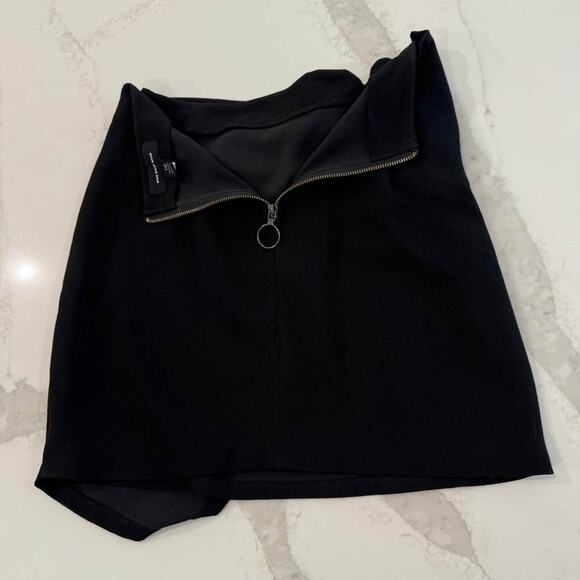 Who What Wear FrontKnot FauxWrap Asymmetrical Mini Skirt Womens 10 Black Stretch - Picture 5 of 6